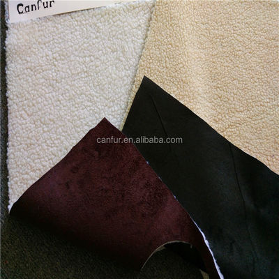 Tecido de camarão Sherpa sintético de poliéster 100% amarelo claro para clientes finais