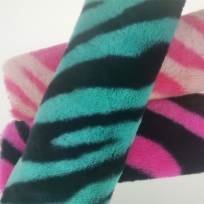 Tricot de 15 mm, tricô 100% poliéster, muito macio, de linhas de zebra, imprimido, tecido de pele de coelho falso