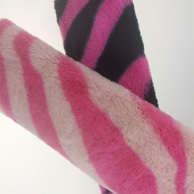 Tricot de 15 mm, tricô 100% poliéster, muito macio, de linhas de zebra, imprimido, tecido de pele de coelho falso