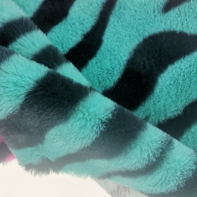 Tricot de 15 mm, tricô 100% poliéster, muito macio, de linhas de zebra, imprimido, tecido de pele de coelho falso