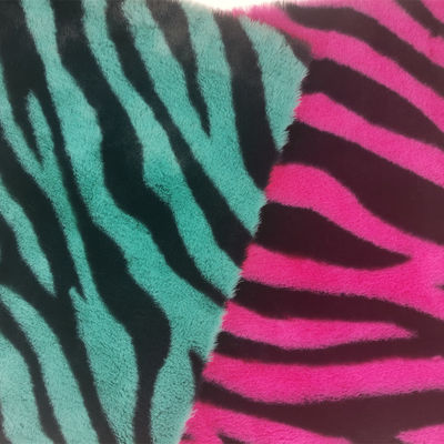 Tricot de 15 mm, tricô 100% poliéster, muito macio, de linhas de zebra, imprimido, tecido de pele de coelho falso
