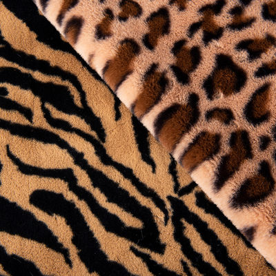 100% poliéster Impressão animal macia Falsos tecido de pele de coelho Personalizar Impressão 320gm