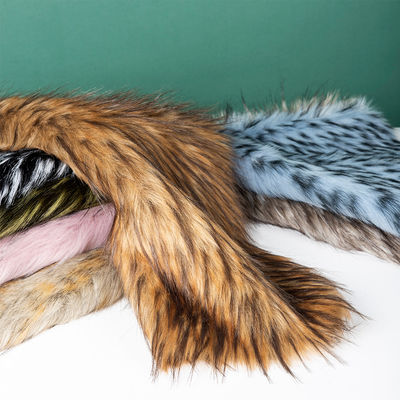 Tip Dye Murmasky Fluffy Long Pile Falsos Raccoon Pelúcia Tecido Para Vestuário Densidade