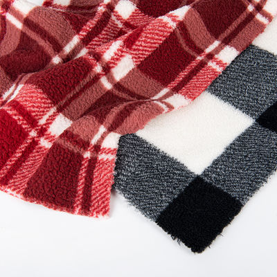 100% de poliéster Check Design Sherpa Fleece Fabric Soft Fine Sherpa Fabric para vestuário