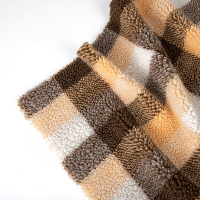 Casa têxtil 36F Densidade Plaid Jacquard Sherpa tecido de lã para casaco e casaco de inverno