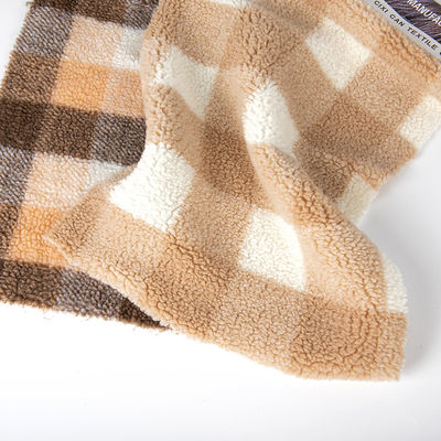 Casa têxtil 36F Densidade Plaid Jacquard Sherpa tecido de lã para casaco e casaco de inverno