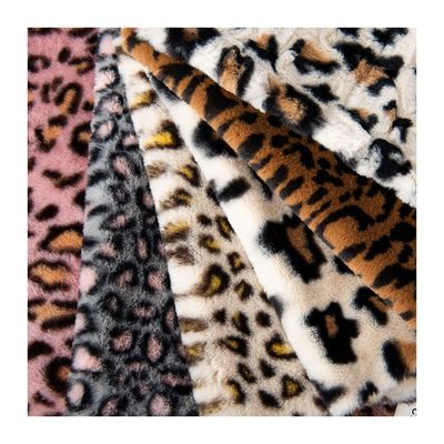 Tecido 100% Poliéster Super Soft Leopard Impressão Couro de Coelho Couro Falso Tecido Espesso