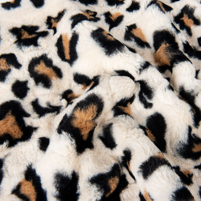 Tecido 100% Poliéster Super Soft Leopard Impressão Couro de Coelho Couro Falso Tecido Espesso