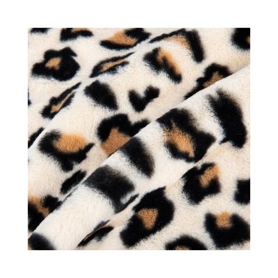 100% Poliéster Super Soft Leopard Impress Rabbit Fur Fabric False Fur para Fabricação de Roupas
