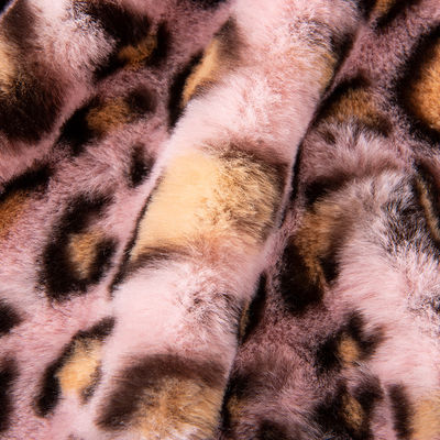 100% Poliéster Super Soft Leopard Impress Rabbit Fur Fabric False Fur para Fabricação de Roupas
